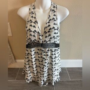 Palm Tree Print Sleeveless Romper by Audrey Sz. S